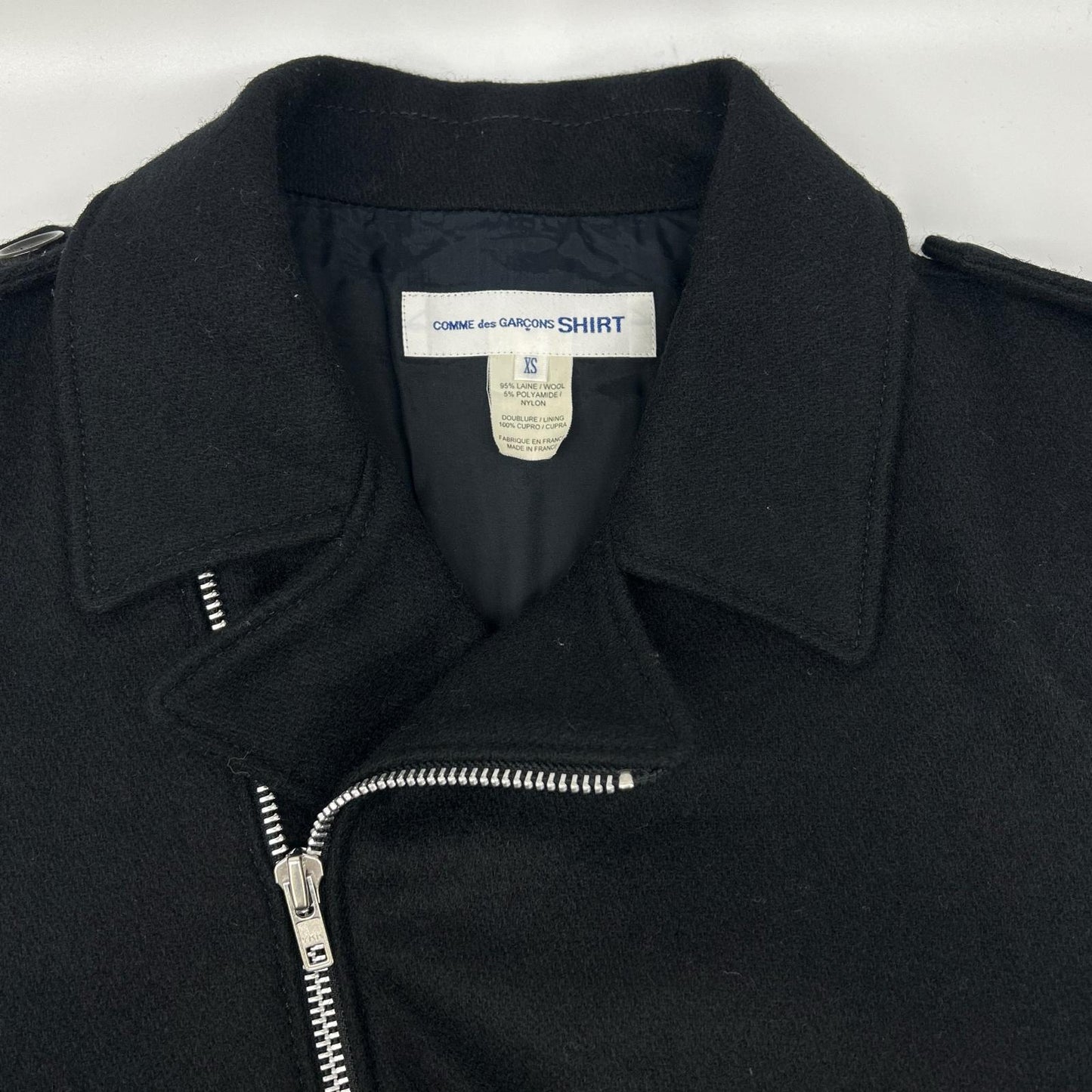 COMMEdesGARCONS SHIRT 11AW Wool Double Riders Jacket Size XS