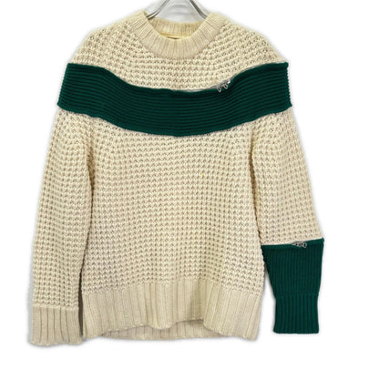 sacai 19AW Ivory Green Zip Switch Wool Sweater Size 1