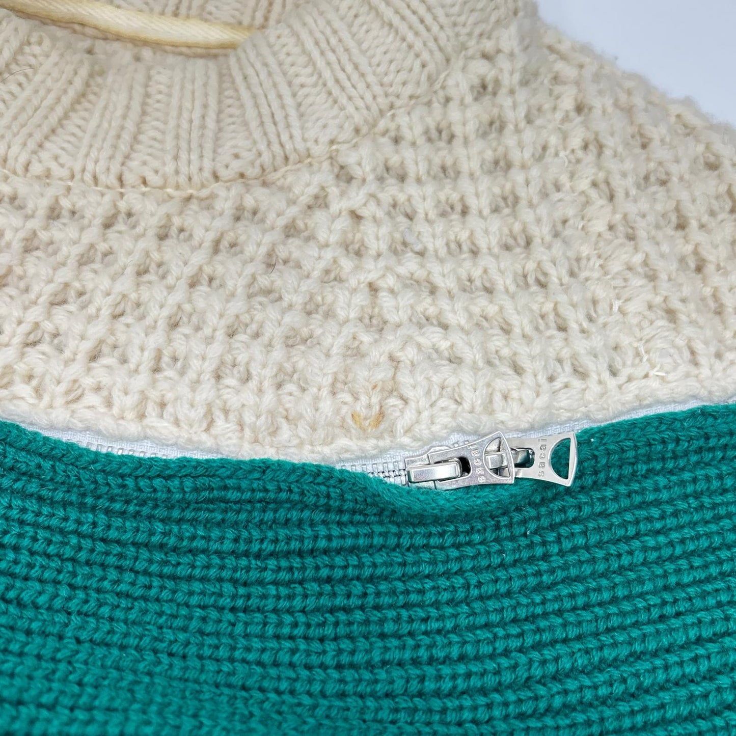 sacai 19AW Ivory Green Zip Switch Wool Sweater Size 1
