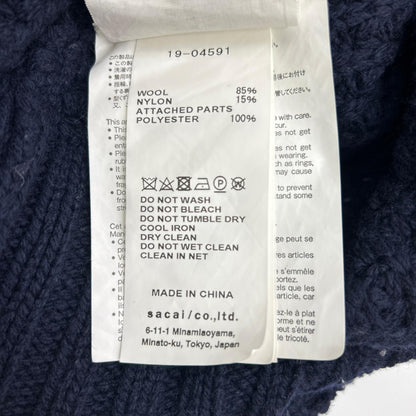 sacai 19AW Navy Orange Zip Attachment Panel Knit Size 1
