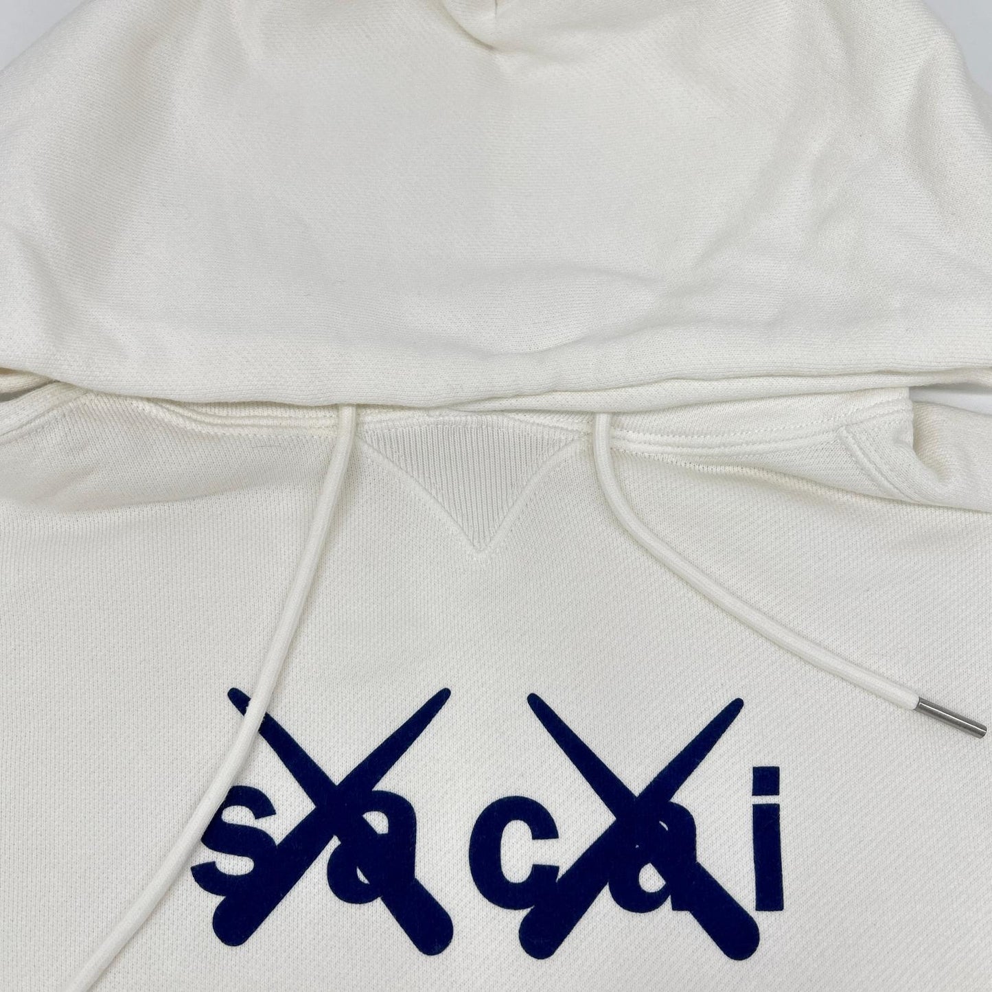 sacai x KAWS 21SS White Flock Print Hoodie Size 1