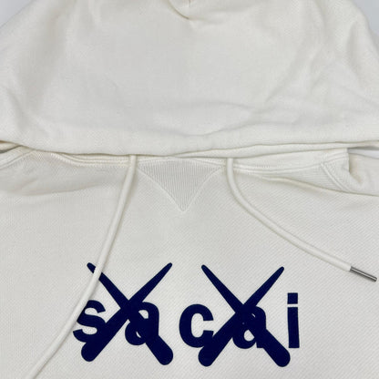 sacai x KAWS 21SS White Flock Print Hoodie Size 1