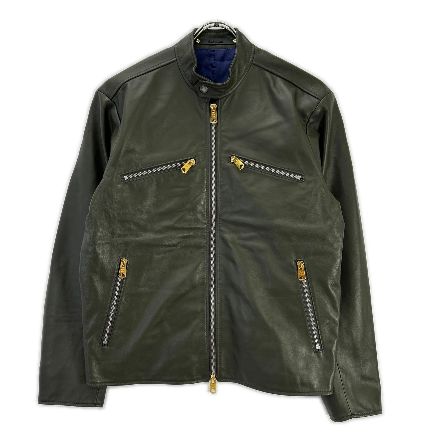 PaulSmith Sheepskin Leather Single Rider Jacket Khaki Size S