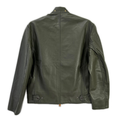 PaulSmith Sheepskin Leather Single Rider Jacket Khaki Size S