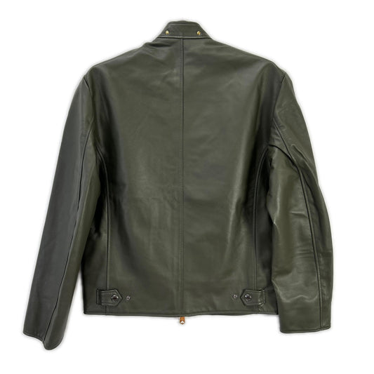 PaulSmith Sheepskin Leather Single Rider Jacket Khaki Size S