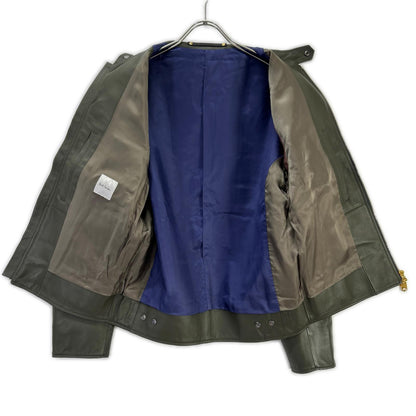 PaulSmith Sheepskin Leather Single Rider Jacket Khaki Size S