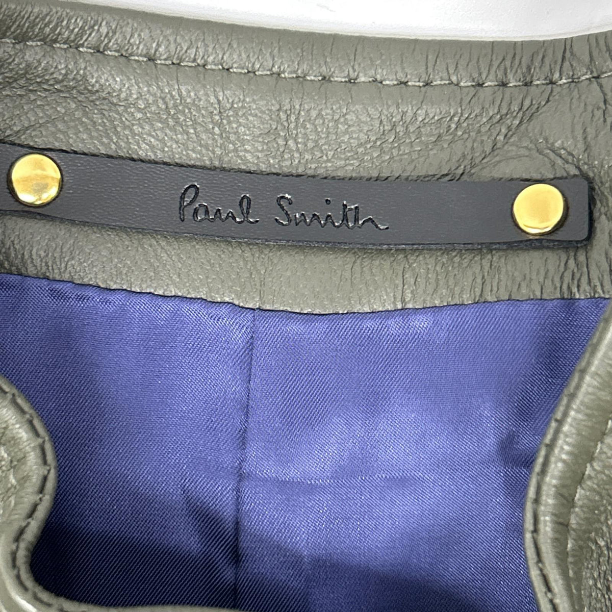 PaulSmith Sheepskin Leather Single Rider Jacket Khaki Size S