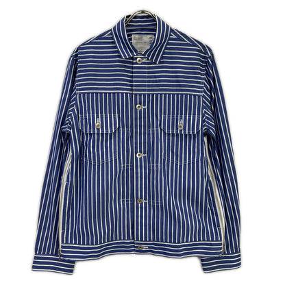 sacai 21 Blue Stripe Long Sleeve Button Shirt Size 1