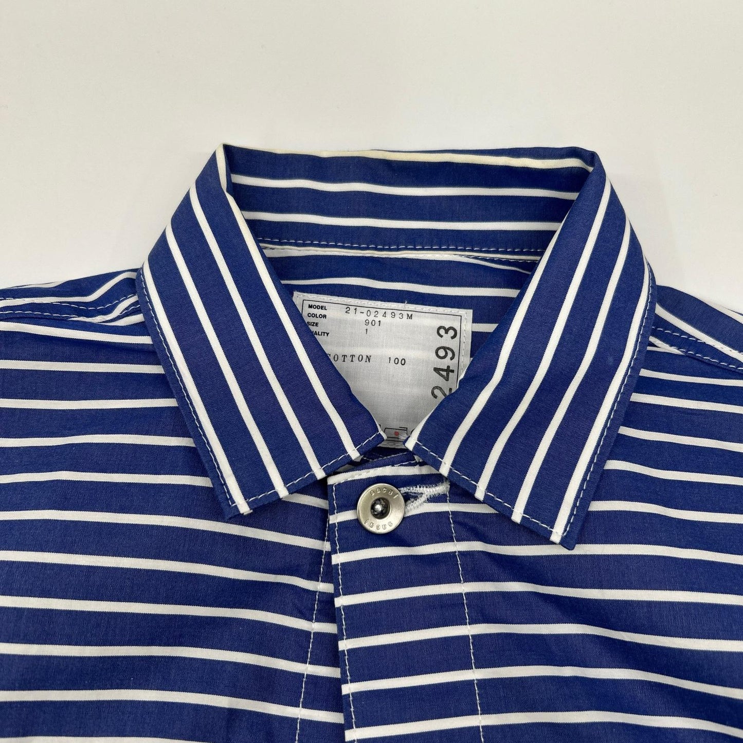 sacai 21 Blue Stripe Long Sleeve Button Shirt Size 1