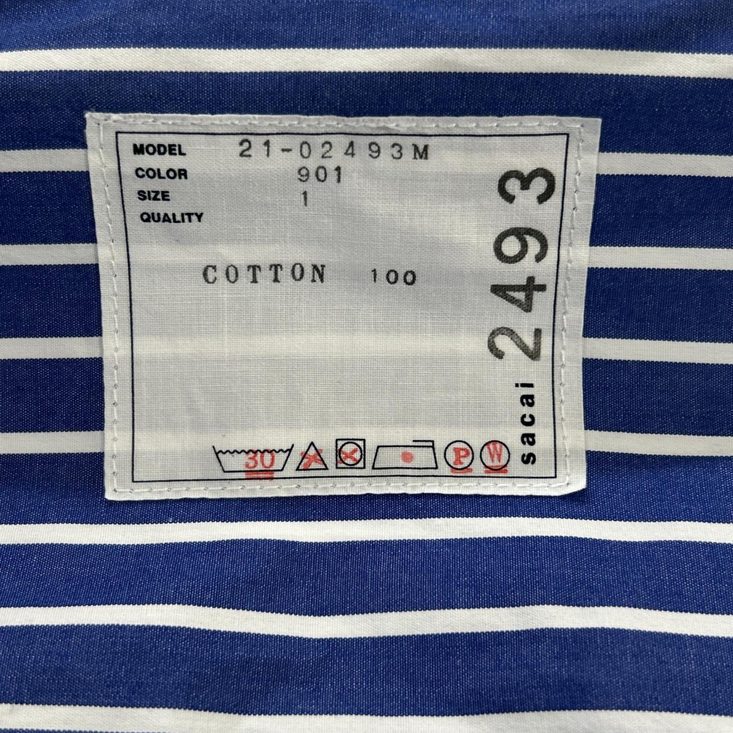 sacai 21 Blue Stripe Long Sleeve Button Shirt Size 1