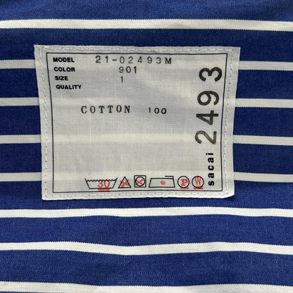 sacai 21 Blue Stripe Long Sleeve Button Shirt Size 1