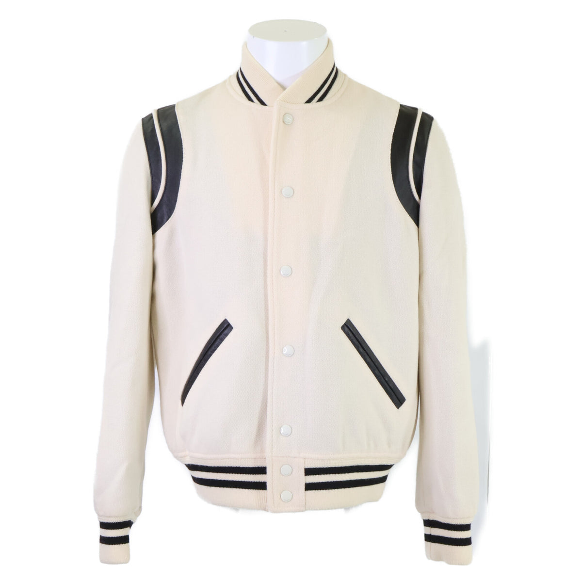 SAINT LAURENT PARIS Wool Teddy Jacket White/Black Size 44