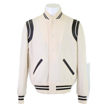 SAINT LAURENT PARIS Wool Teddy Jacket White/Black Size 44