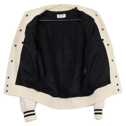 SAINT LAURENT PARIS Wool Teddy Jacket White/Black Size 44