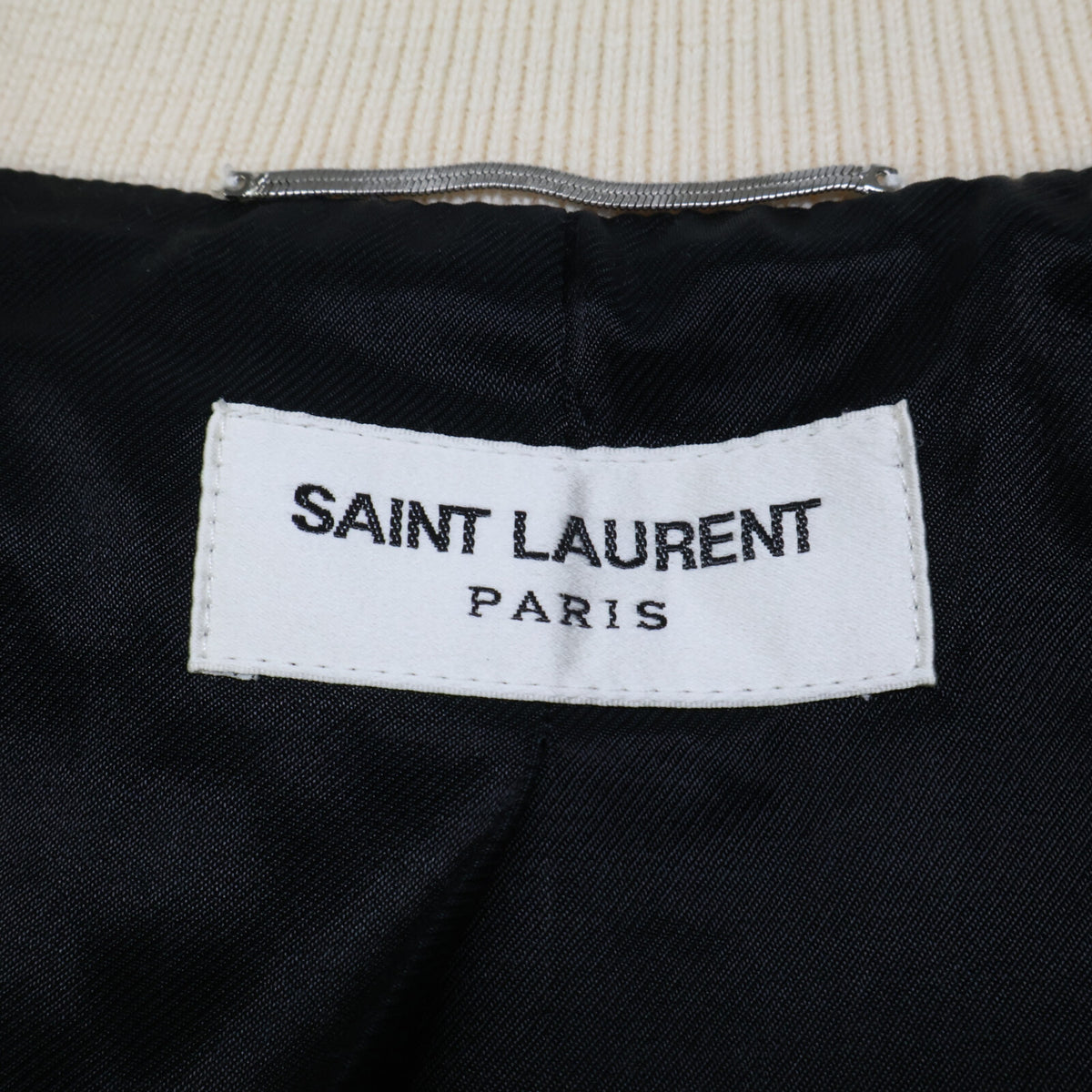 SAINT LAURENT PARIS Wool Teddy Jacket White/Black Size 44