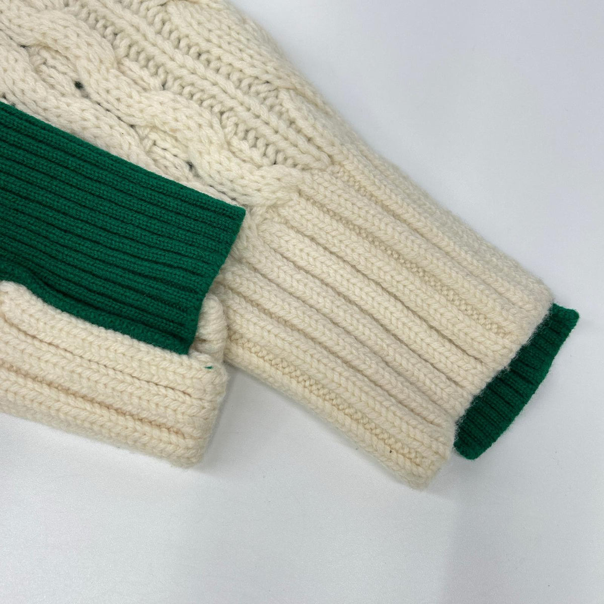 sacai 21 Wool Knit Zip-Up Blouson Ivory/Green Size 1