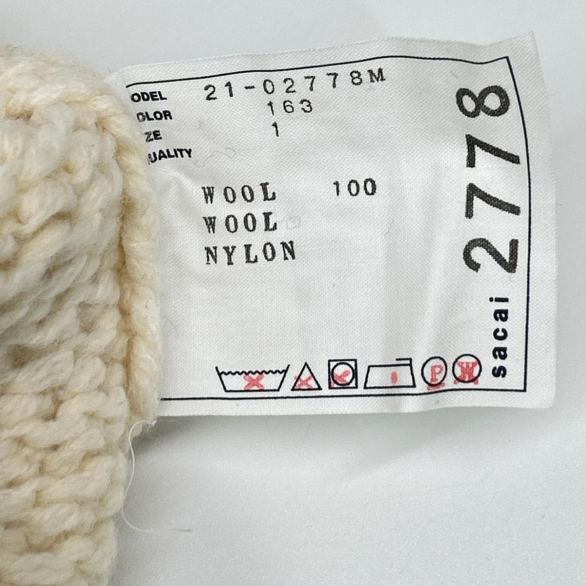 sacai 21 Wool Knit Zip-Up Blouson Ivory/Green Size 1