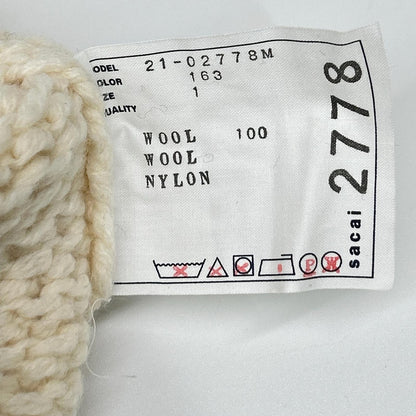 sacai 21 Wool Knit Zip-Up Blouson Ivory/Green Size 1