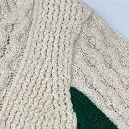 sacai 21 Wool Knit Zip-Up Blouson Ivory/Green Size 1