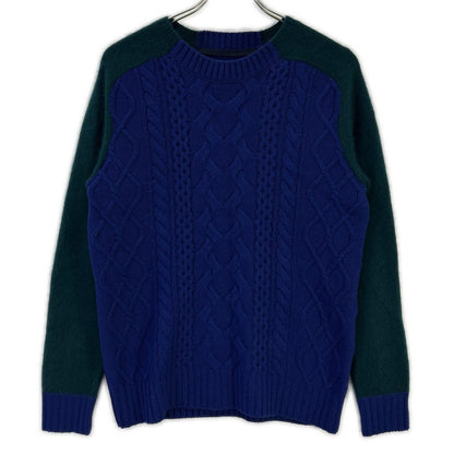 sacai Crewneck Paneled Knit Navy/Green Size 1