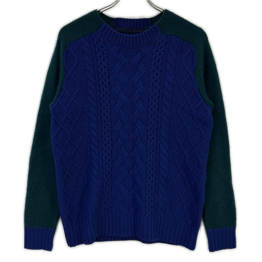 sacai Crewneck Paneled Knit Navy/Green Size 1
