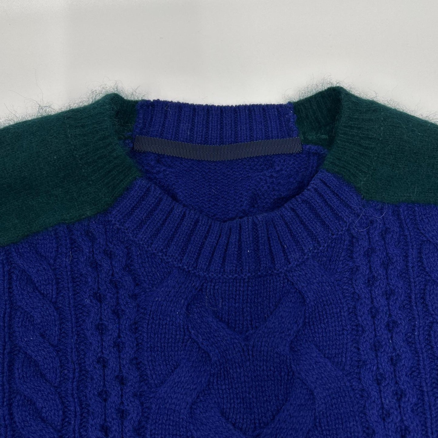 sacai Crewneck Paneled Knit Navy/Green Size 1