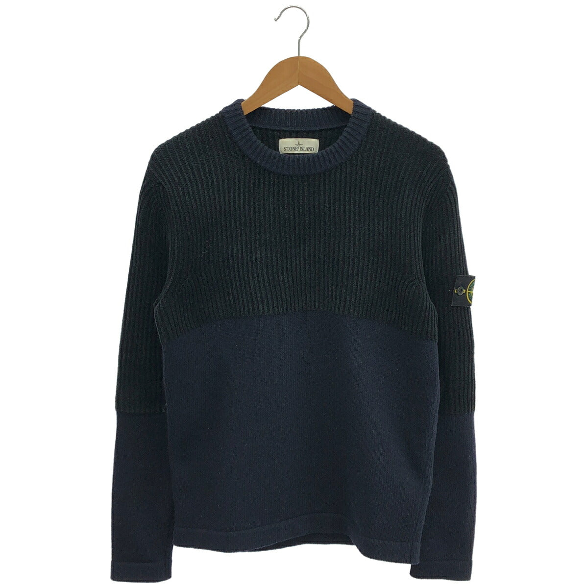 STONE ISLAND 19AW Navy Raglan Knit Sweater Size S