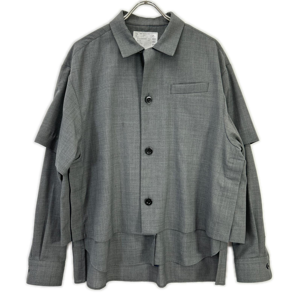 sacai '22 Grey Suiting Layered Shirt Size 1
