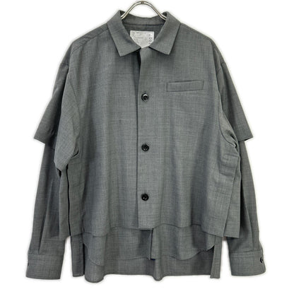 sacai '22 Grey Suiting Layered Shirt Size 1