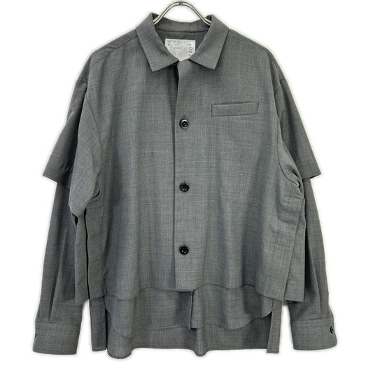 sacai '22 Grey Suiting Layered Shirt Size 1