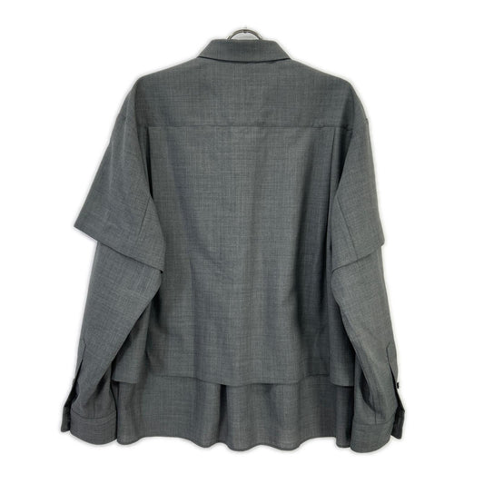 sacai '22 Grey Suiting Layered Shirt Size 1