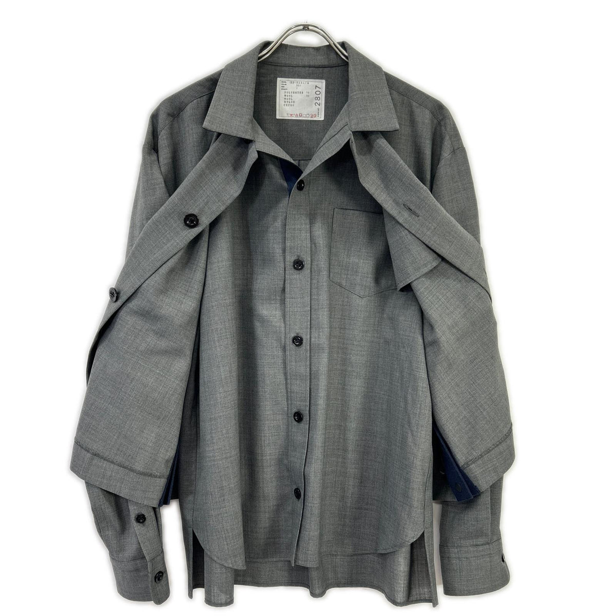 sacai '22 Grey Suiting Layered Shirt Size 1