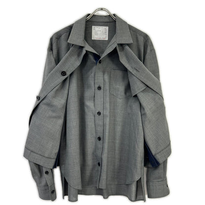 sacai '22 Grey Suiting Layered Shirt Size 1
