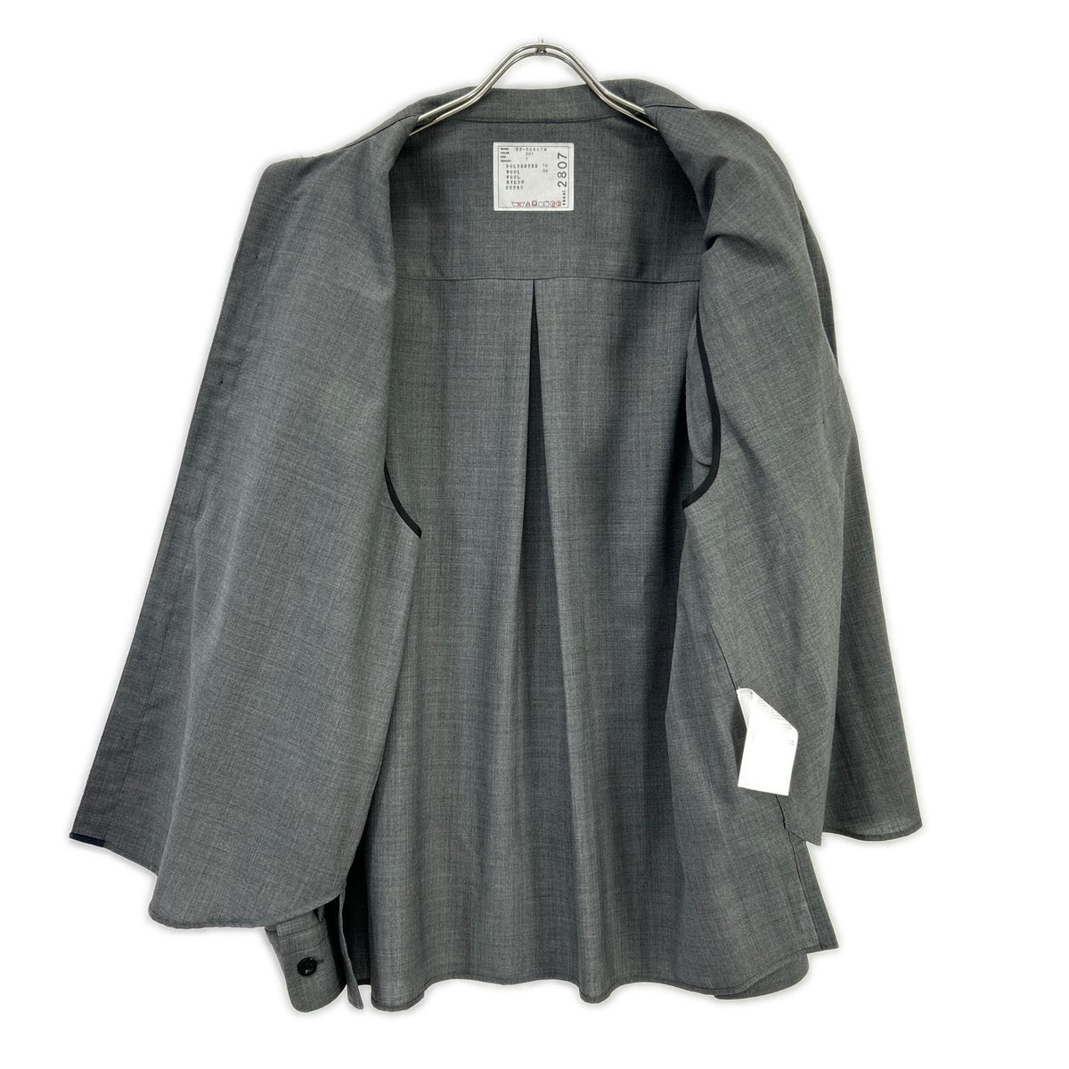 sacai '22 Grey Suiting Layered Shirt Size 1