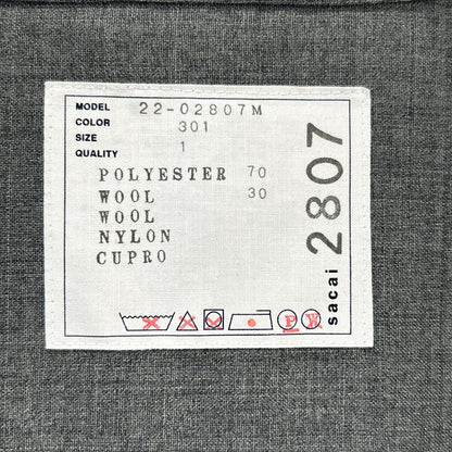 sacai '22 Grey Suiting Layered Shirt Size 1