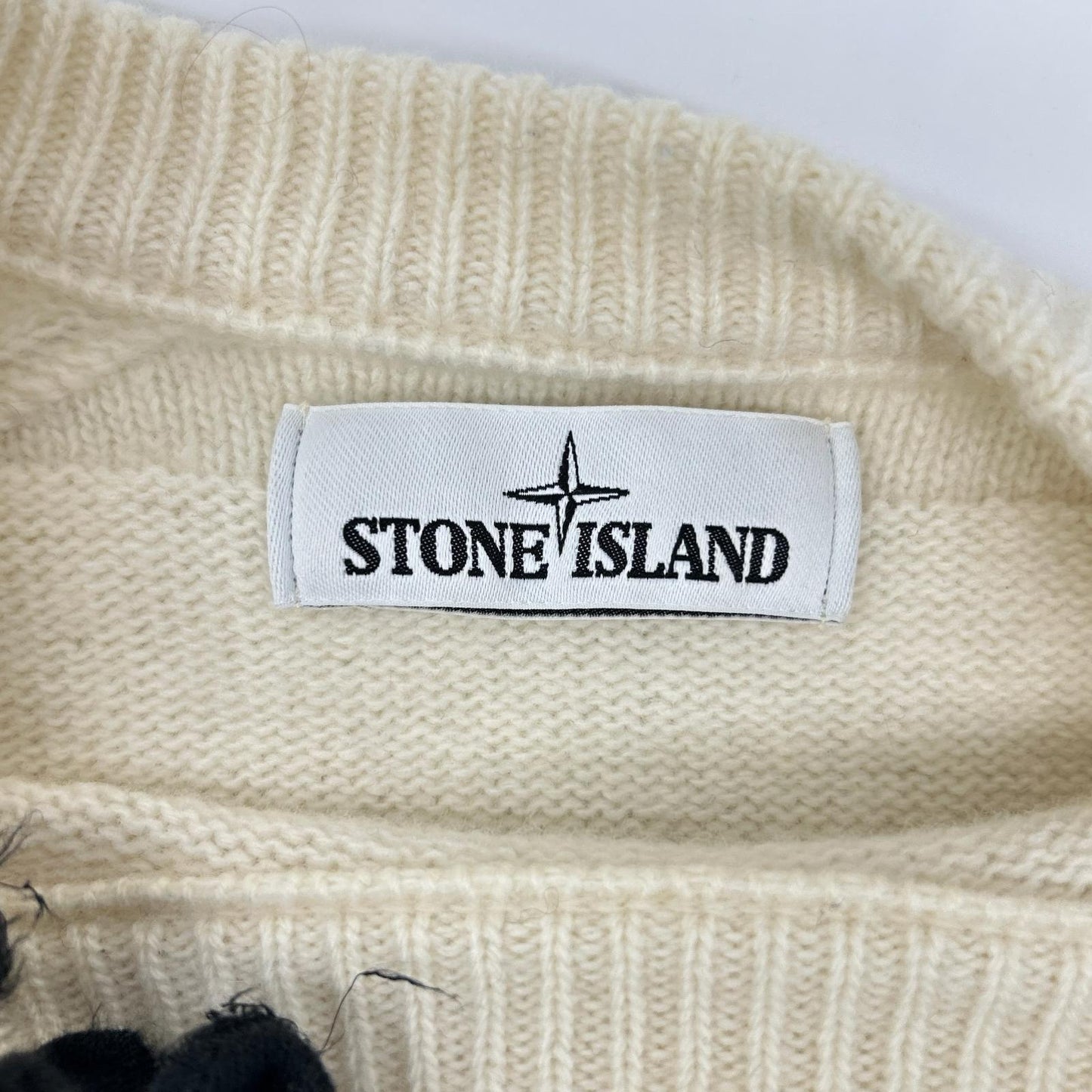 STONE ISLAND 18AW Wool Crewneck Long Knit Ivory Size L