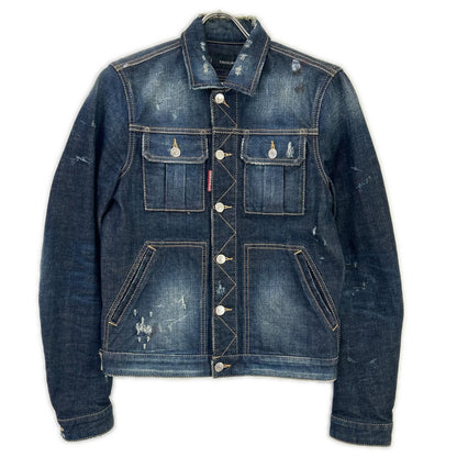 DSQUARED2 Distressed Indigo Denim Jacket Size 44