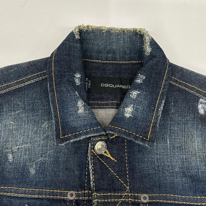 DSQUARED2 Distressed Indigo Denim Jacket Size 44