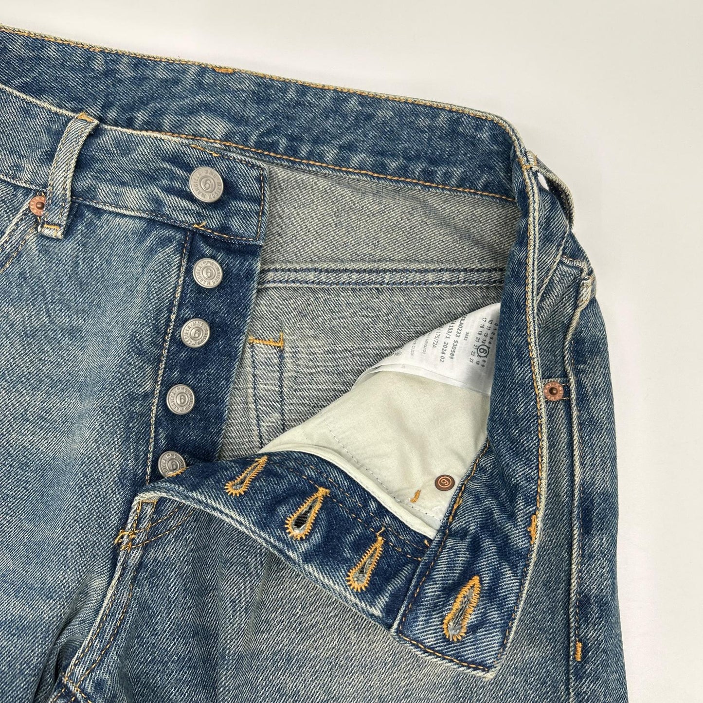 MM6 24 Light Blue Button-Fly Denim Jeans Size 28