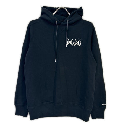 sacai KAWS Logo Embroidered Hoodie Black Size 1