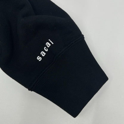 sacai KAWS Logo Embroidered Hoodie Black Size 1