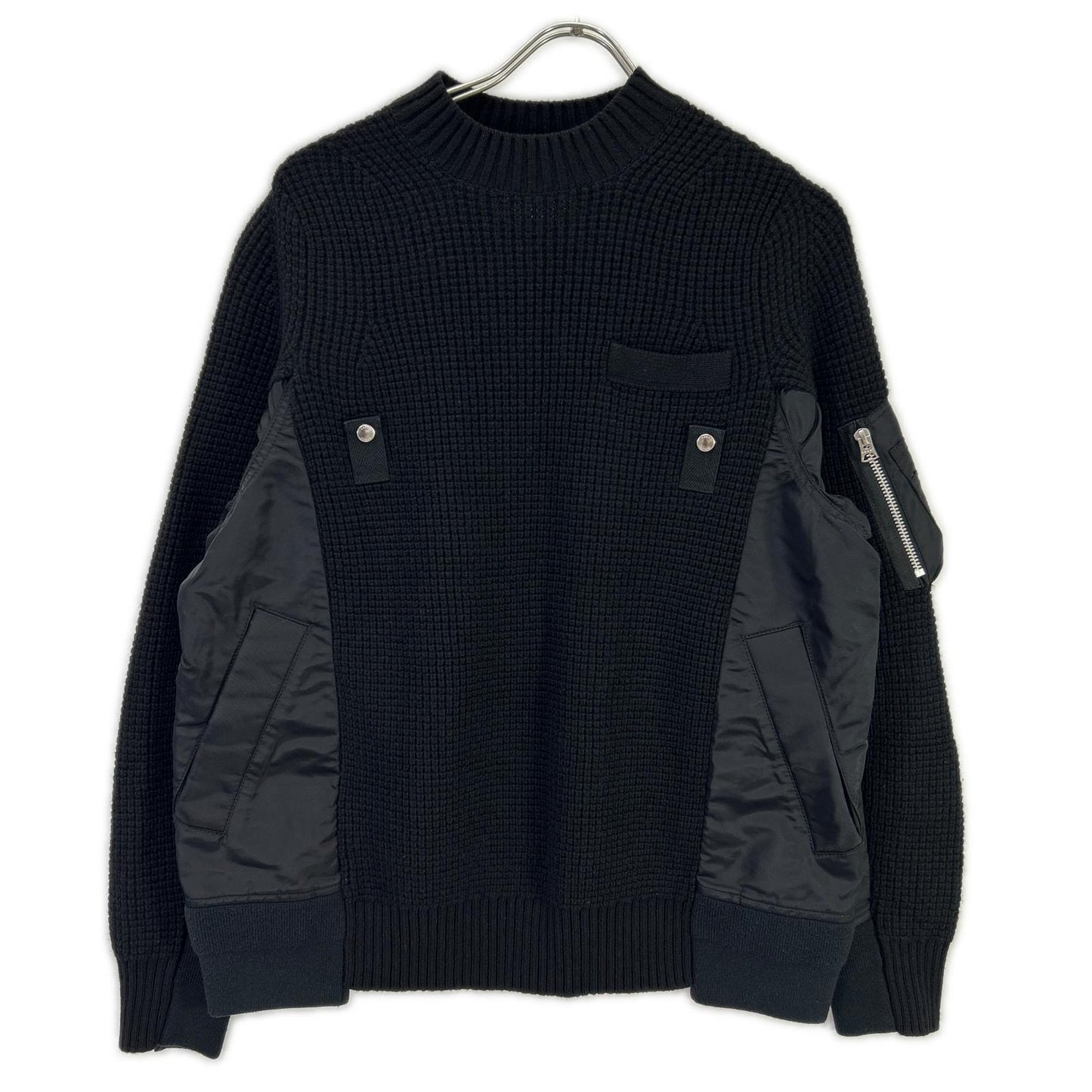 sacai Wool Docking Knit Sweater Black Size 1