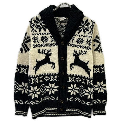 MAGLIONE TRICOT CARDIGAN x MONCLER Ivory Black Nordic Cowichan Sweater Size S