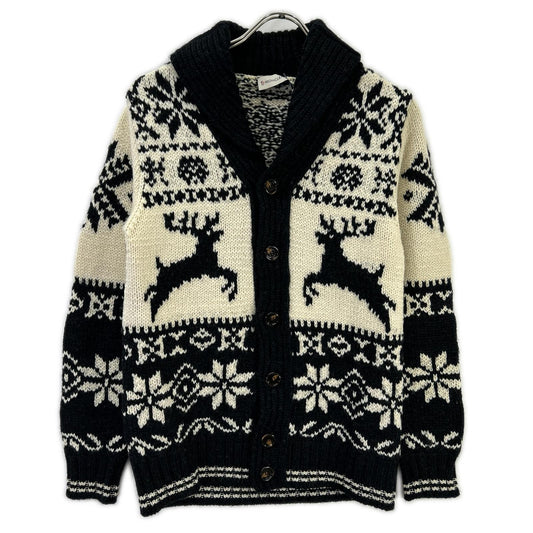 MAGLIONE TRICOT CARDIGAN x MONCLER Ivory Black Nordic Cowichan Sweater Size S