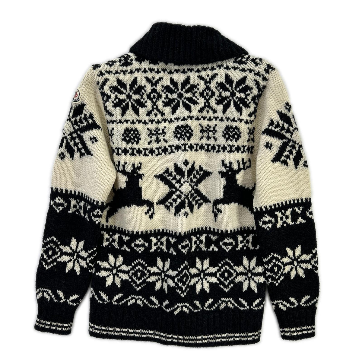 MAGLIONE TRICOT CARDIGAN x MONCLER Ivory Black Nordic Cowichan Sweater Size S