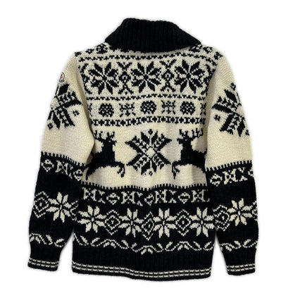 MAGLIONE TRICOT CARDIGAN x MONCLER Ivory Black Nordic Cowichan Sweater Size S