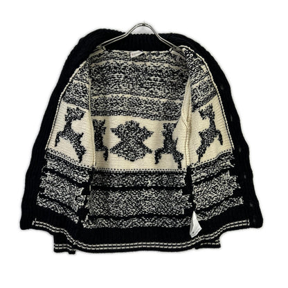 MAGLIONE TRICOT CARDIGAN x MONCLER Ivory Black Nordic Cowichan Sweater Size S