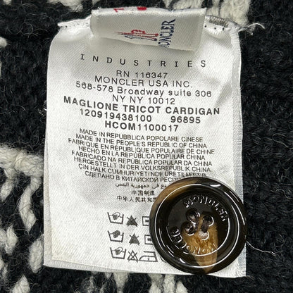 MAGLIONE TRICOT CARDIGAN x MONCLER Ivory Black Nordic Cowichan Sweater Size S