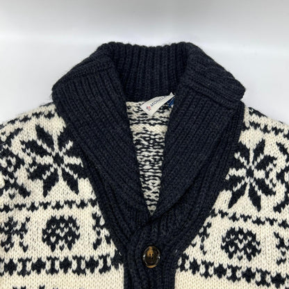 MAGLIONE TRICOT CARDIGAN x MONCLER Ivory Black Nordic Cowichan Sweater Size S