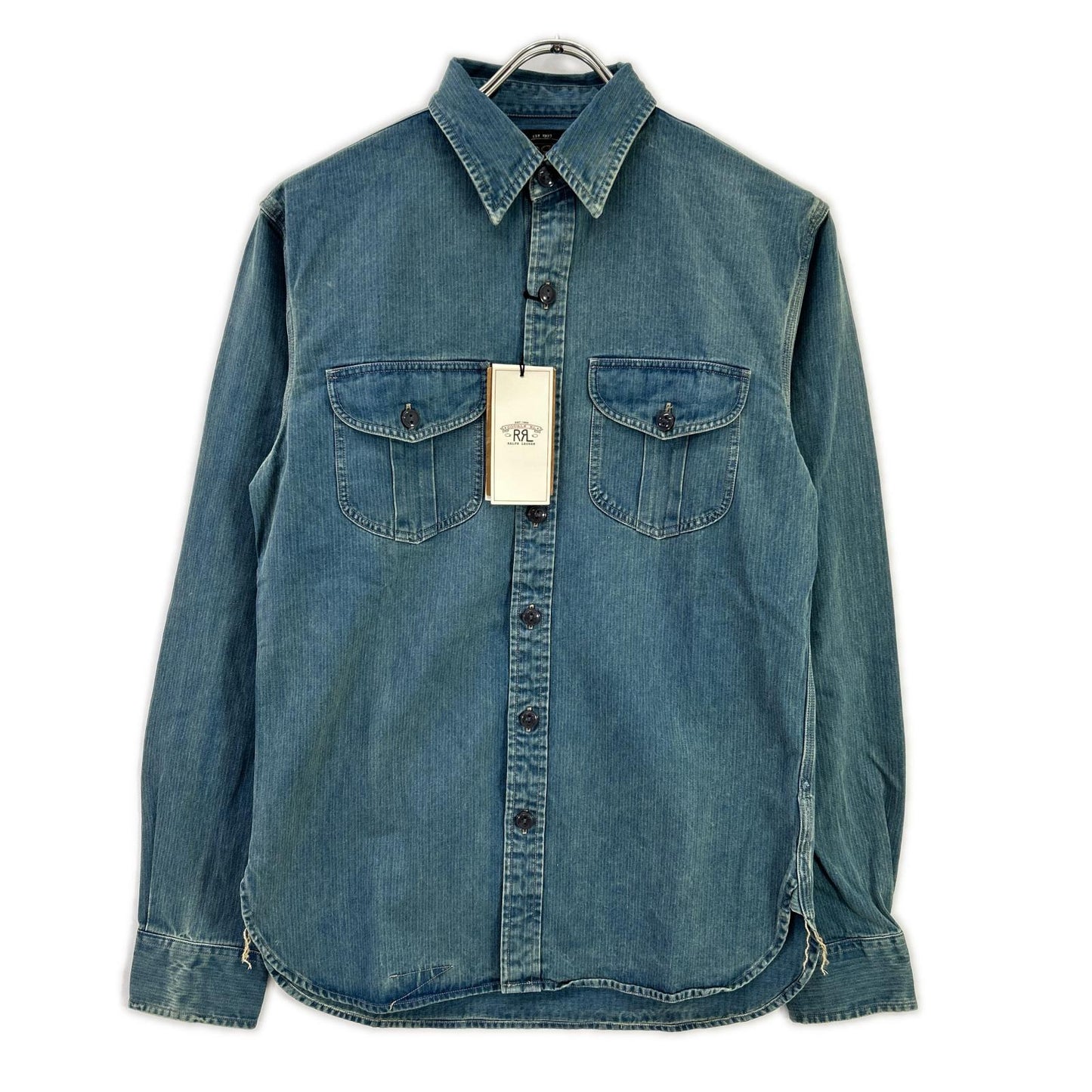 RRL Washed Indigo Herringbone Twill Workshirt Shirt Size XS